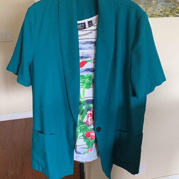 Nice ready for that summer wedding party teal cotton blend blazer with pockets. - Picture 1 of 4